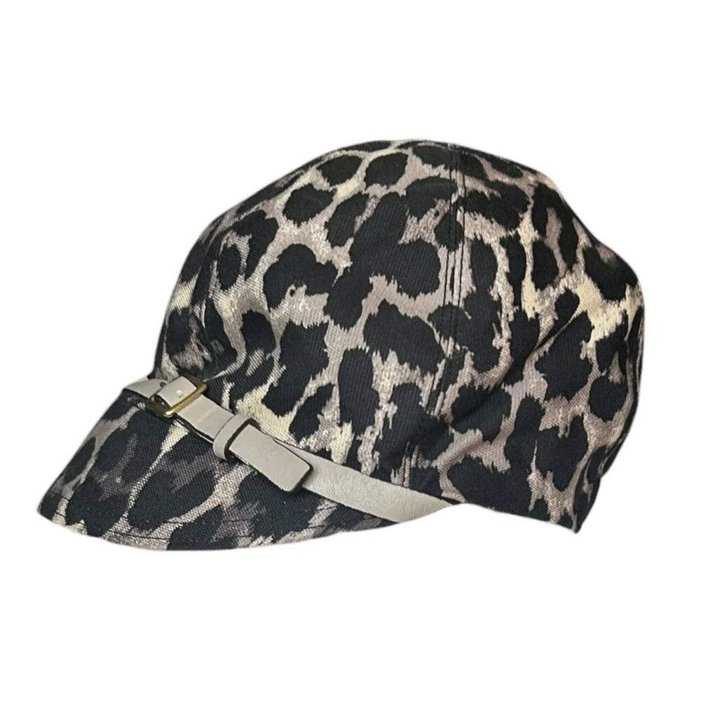 COACH New York Park Ocelot Cap Black/Tan M/L Belt & Buckle Trim F83729 MSRP $128